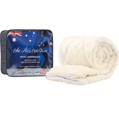 Fully Fitted Reversible Wool Underquilt Mattress Topper / Underblanket - King