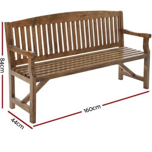 Gardeon 3 Seater Outdoor Garden Bench Décor Patio Furniture Wooden Lounge Chair