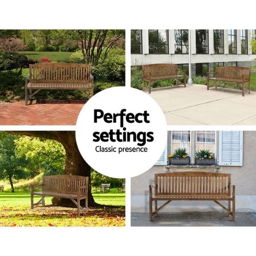 Gardeon 3 Seater Outdoor Garden Bench Décor Patio Furniture Wooden Lounge Chair