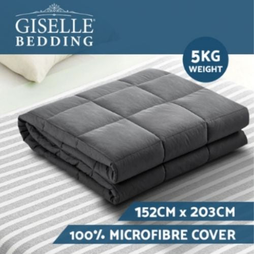 Giselle Weighted Blanket 5KG Adult Heavy Gravity Blankets Deep Relax - Dark Grey