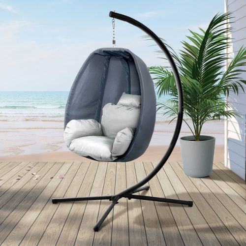 Hanging Egg Swing Seat Chair Outdoor Furniture Hammock Pod Lounge Chairs - Grey
