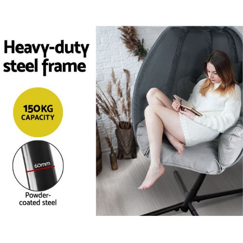 Hanging Egg Swing Seat Chair Outdoor Furniture Hammock Pod Lounge Chairs - Grey