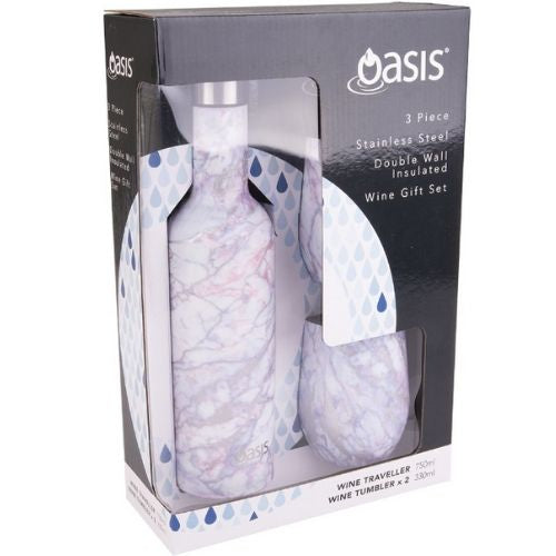 Insulated Wine Traveller Bottle Double Wall Oasis Stainless Steel -Silver Quartz
