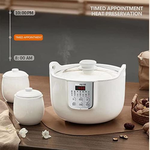 Joyoung White Porcelain Slow Cooker 1.8L with 3 Ceramic Inner Containers