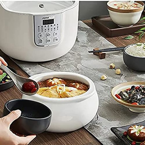 Joyoung White Porcelain Slow Cooker 1.8L with 3 Ceramic Inner Containers