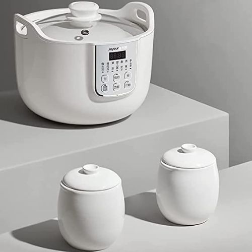 Joyoung White Porcelain Slow Cooker 1.8L with 3 Ceramic Inner Containers