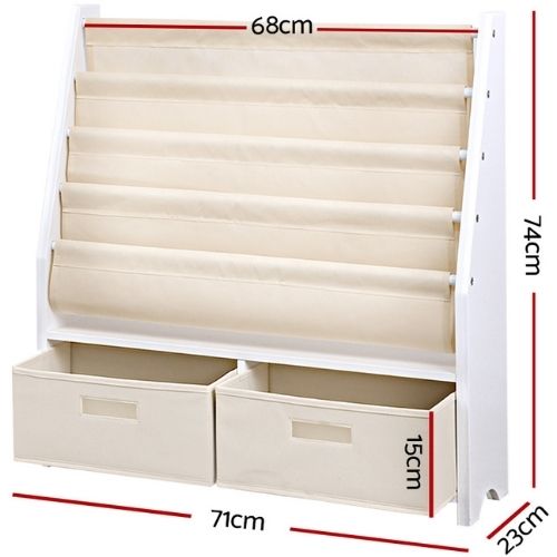 Keezi 4 tier Kids Bookshelf Wooden Bookcase Children Toy Organiser Display Rack