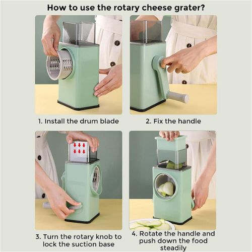 Manual Rotary Drum Grater Chopper Kitchen Vegetable Food Slicer Fruit Cutter