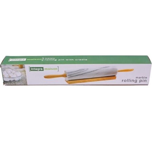 Marble Rolling Pin With Wooden Base Cradle For Pastries And Dough - Grey