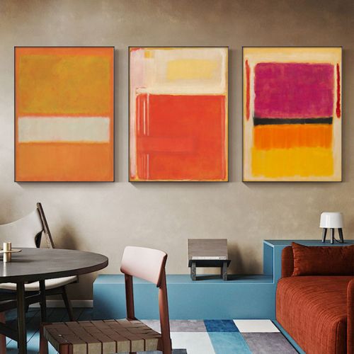 Mark Rothko Black Frame Canvas 3 Sets Colourful Wall Art for Living Room Decor