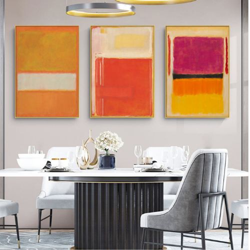 Mark Rothko Black Frame Canvas 3 Sets Colourful Wall Art for Living Room Decor