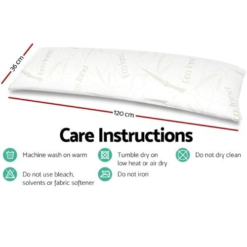 Memory Foam Full Body Pillow Soft Long Pillows With Removable Bamboo Pillowcase