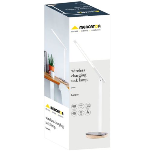 Mercator Harper LED Desk Lamp With Wireless Charger And USB Charging Port