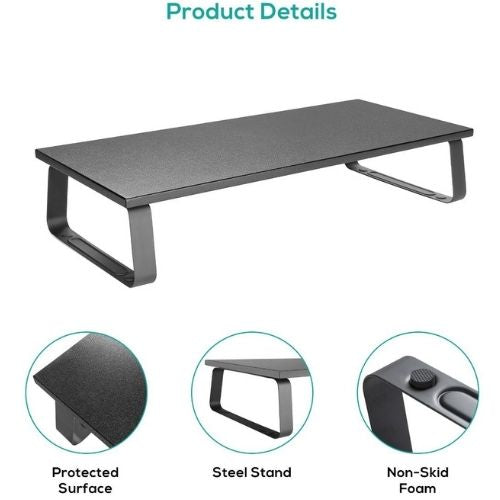 Monitor Riser Laptop Stand Computer Desk Organiser Desktop Table Shelf - Black