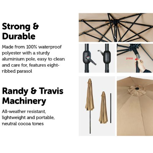 Outdoor Patio Table Umbrella with 8 Sturdy Ribs for Garden, Deck, Backyard, Pool