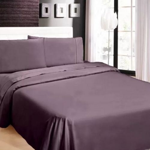 Ramesses 1100TC Cotton Sateen Queen Bed Sheet Set Soft Bedding Sheets - Eggplant