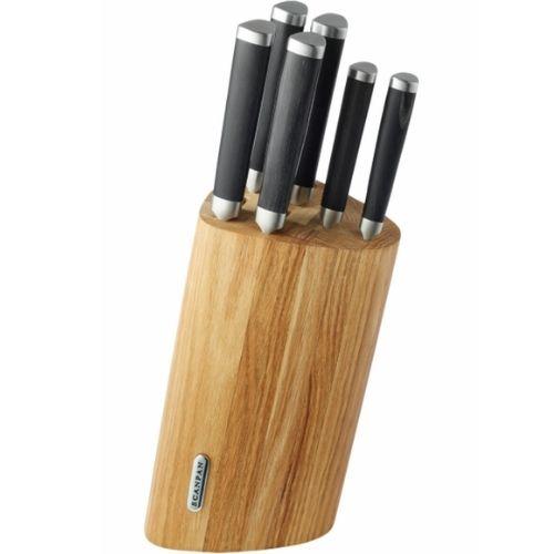 Scanpan Maitre D' Knife Set, 7 Piece Stainless Steel Kitchen Knives Set With Oak Block