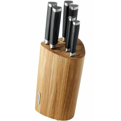 Scanpan Maitre D' Knife Set, 7 Piece Stainless Steel Kitchen Knives Set With Oak Block