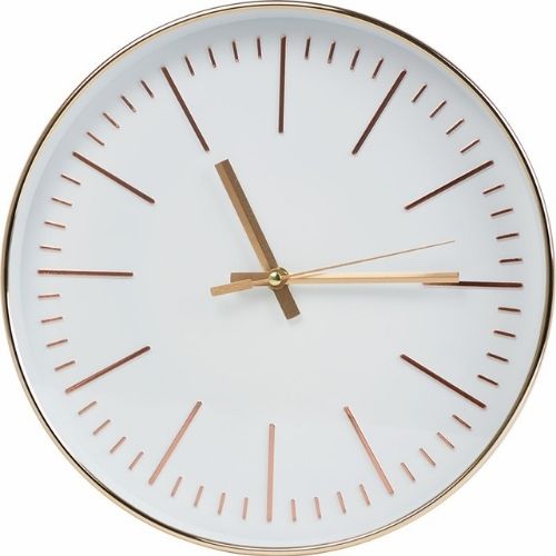Silent Non-Ticking Modern Wall Clock Quartz Round Battery Operated - Gold