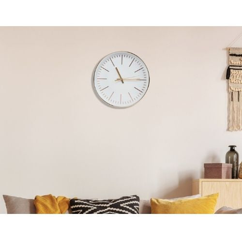 Silent Non-Ticking Modern Wall Clock Quartz Round Battery Operated - Gold