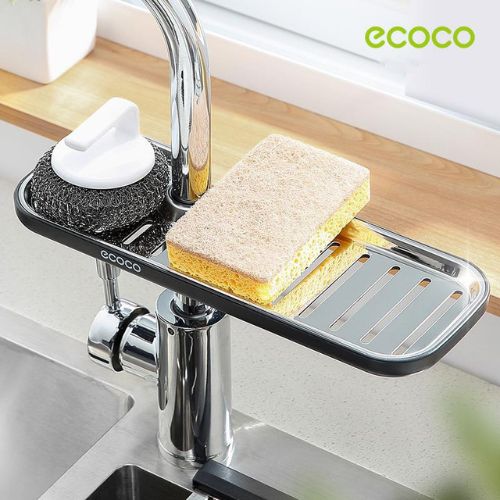 Sponge Holder Sink Caddy Kitchen Organiser Brush Soap Tray Ecoco Bathroom Rack