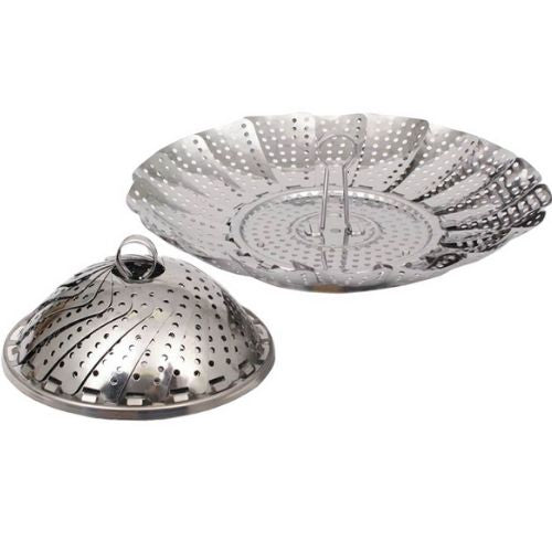 Steamer Vegetable Basket Stainless Steel Folding Tray Mesh Kitchen Cookware 23cm