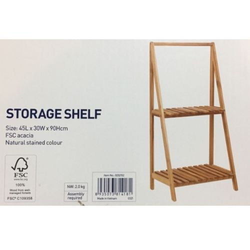 Storage Rack 2 Tier Kitchen Bathroom Shelf FSC Acacia Natural Stained Colour