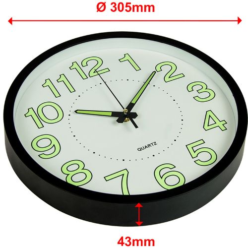 Wall Clock Non Ticking Glow In The Dark Battery Operated Night Light For Bedroom