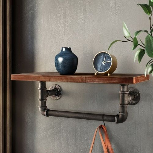 Wall Shelves Industrial Display Floating Bookshelf DIY Pipe Shelf Rustic Bracket