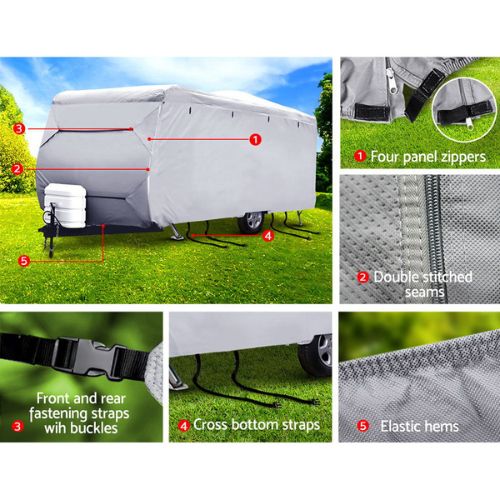 Weisshorn 14-16ft Caravan Cover Campervan 4 Layer UV Water Resistant - Grey