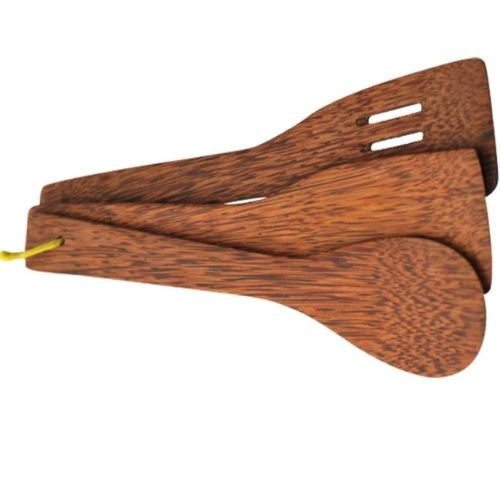 Wooden Cooking Utensils Set, 3 Pcs Natural Coconut Wood Kitchen Utensil Cookware