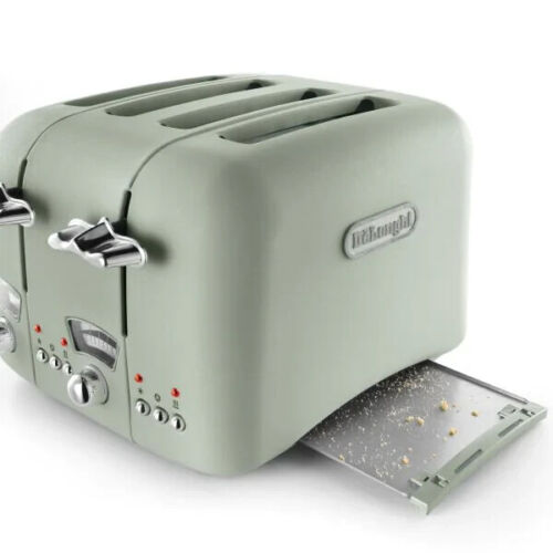 De'Longhi Argento Flora 4 Slice Toaster Filter Peppermint Green