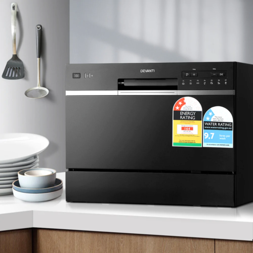 Devanti Benchtop Dishwasher 6 Place Setting Counter Bench Top Dish Washer Black