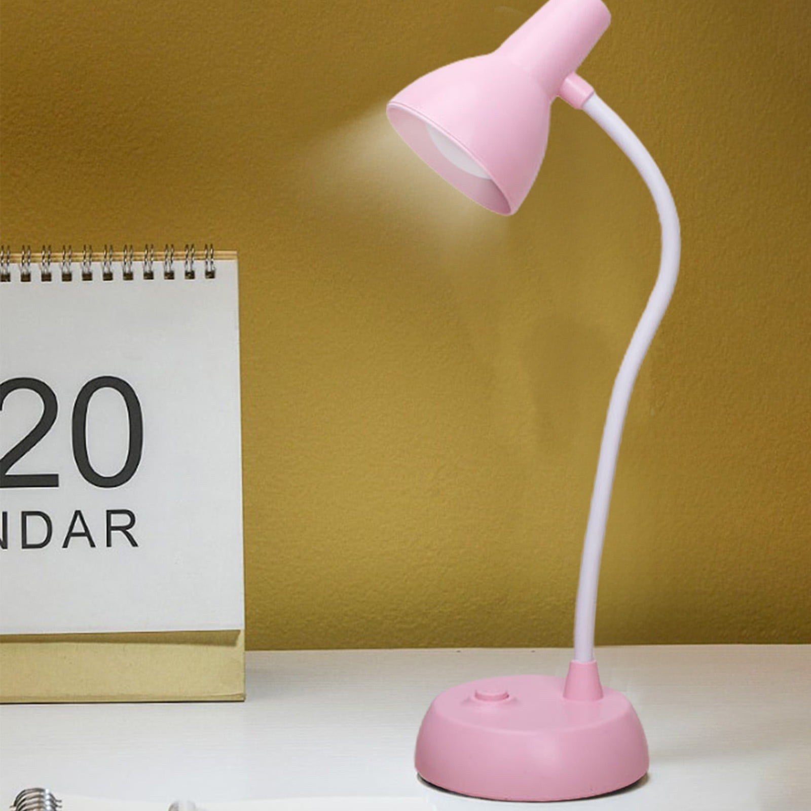 Cute Desk Lamp with USB Charging Port, Dimmable LED Reading Lamp, Flexible Gooseneck Auto Dimming Table Task Light, Bedside Reading Table Lamp, for Home Office Dorm Bedside White