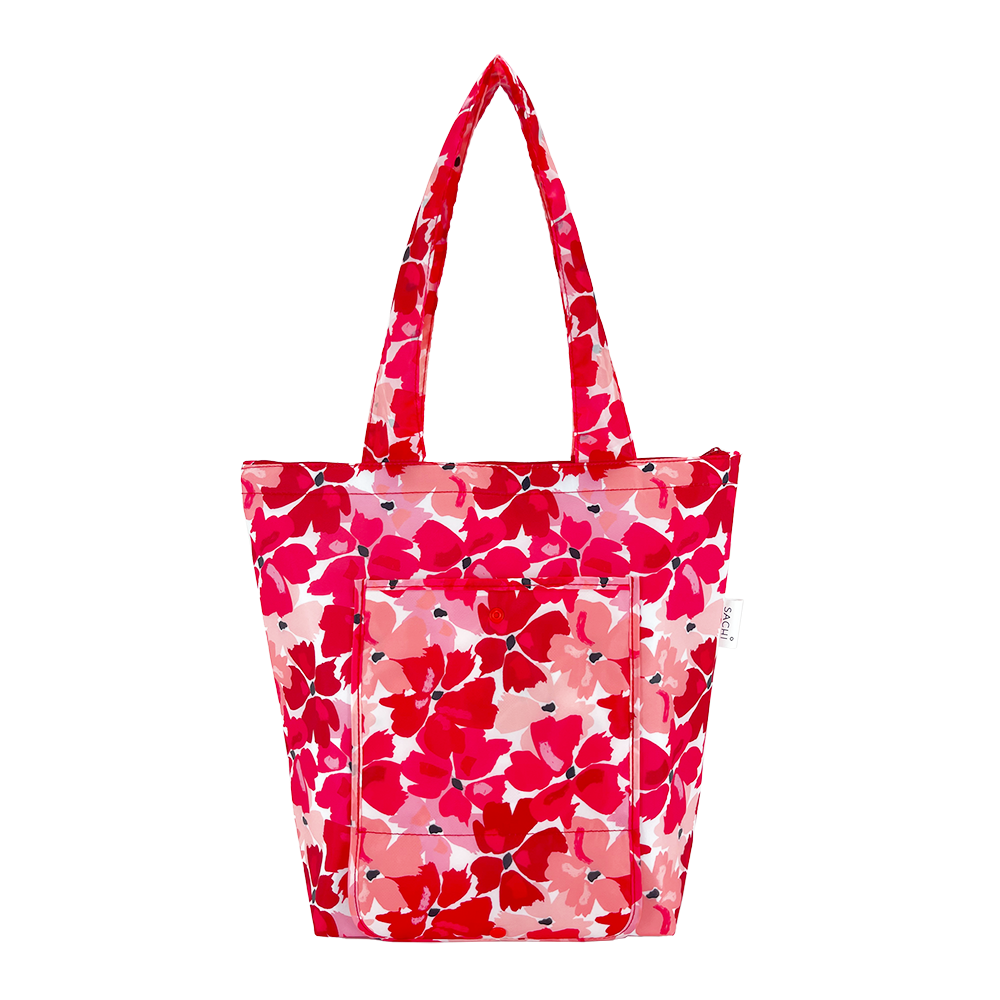 2x Sachi Insulated Market Tote – Eco-Friendly & Durable Red Poppies Print