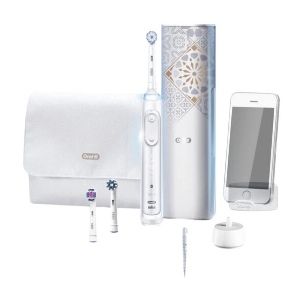 Genius AI Electric Toothbrush with 3 Heads & Smart Travel Case - White