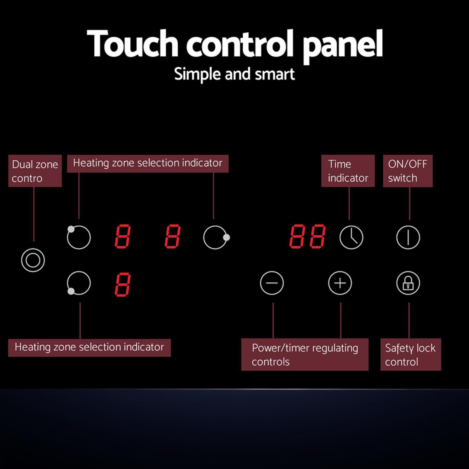 Devanti 60cm Electric Ceramic Cooktop | 4 Burner | Touch Control | 5200W