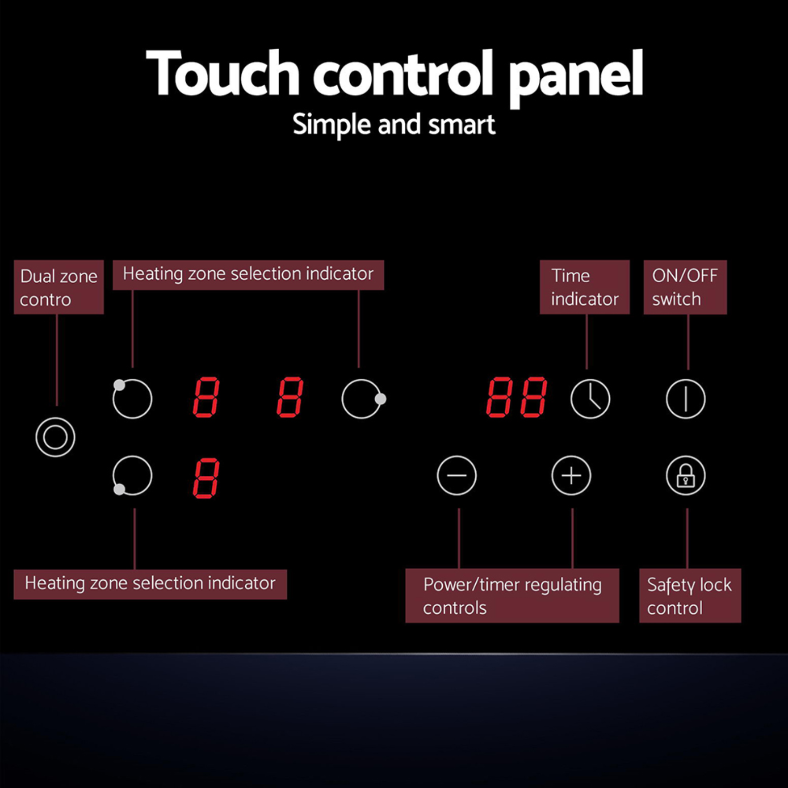 Devanti 60cm Electric Ceramic Cooktop | 4 Burner | Touch Control | 5200W