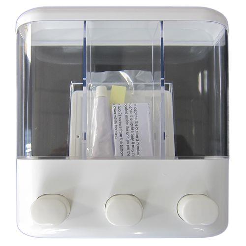 Handi Homes Bathroom Shower Liquid Soap Dispenser w/ 3 Compartment - White/Clear