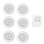 6 LED Light Set with Remote - Cool White for Cabinets & Displays