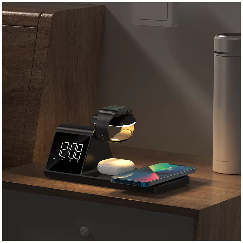 REWYRE 5 In 1 Alarm Clock With Wireless Charger SY-W0511BLK