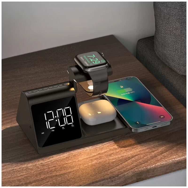 REWYRE 5 In 1 Alarm Clock With Wireless Charger SY-W0511BLK