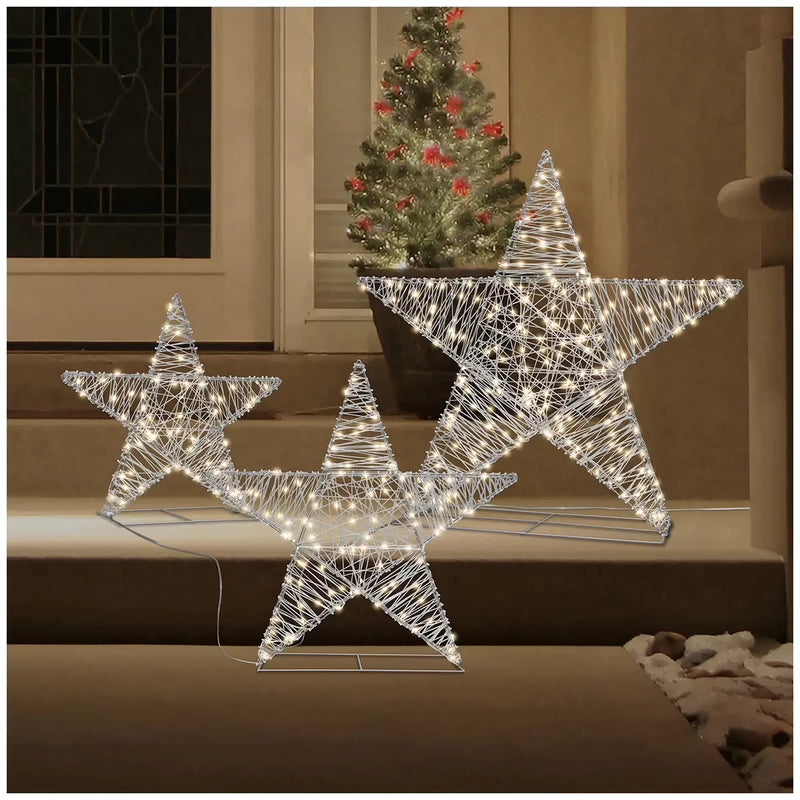 LED Twinkle Stars With LED Light 3 Piece Set