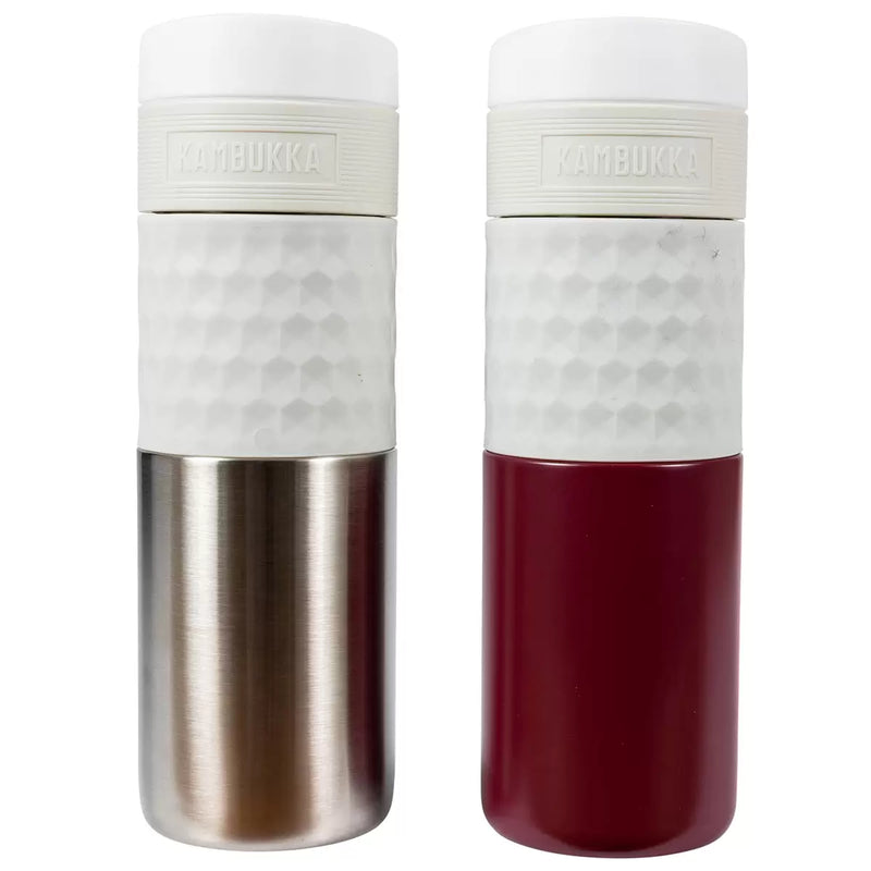 Kambukka Etna Thermal Bottles 2 Pack Burgundy And Stainless Steel