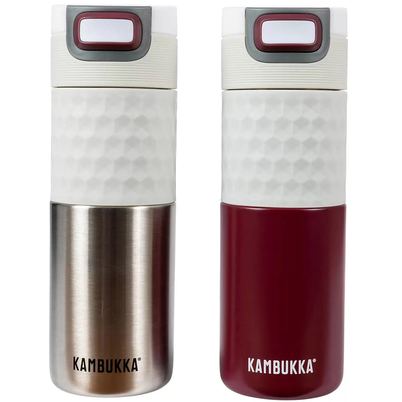 Kambukka Etna Thermal Bottles 2 Pack Burgundy And Stainless Steel