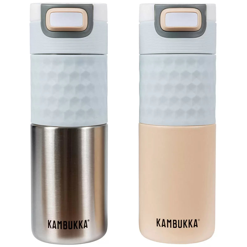Kambukka Etna Thermal Bottles 2 Pack Beige And Stainless Steel