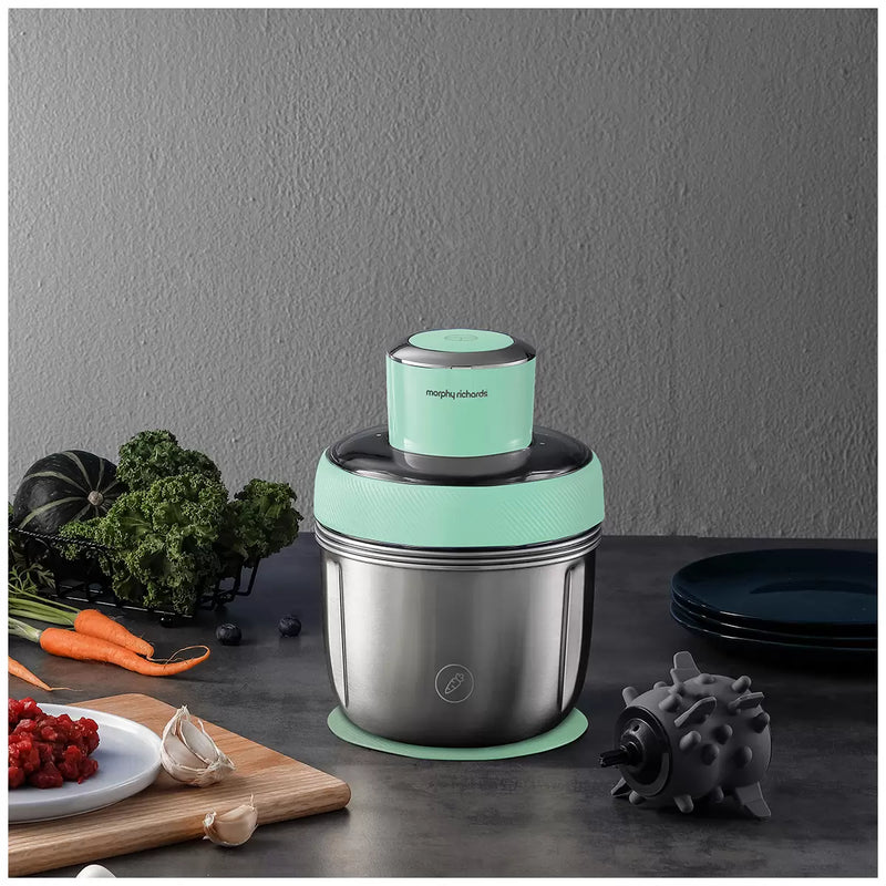 Morphy Richards Electric Chopper With 3 Bowls And Accessories Spearmint Green MRCH35SG