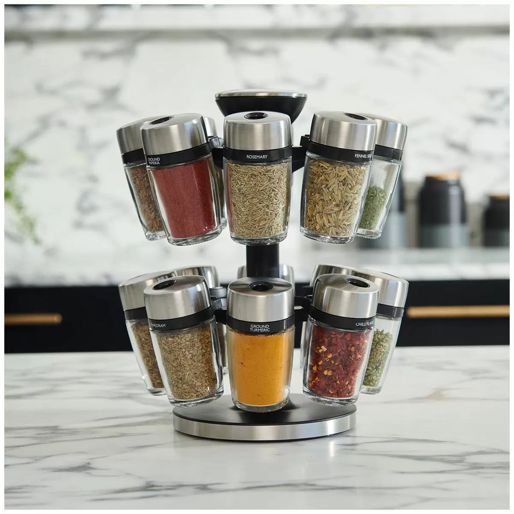 Cole and Mason Herb And Spice Jar Carousel Set 16 Piece