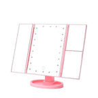 Pink 360° Rotating LED Tri-Fold Makeup Mirror – 22-Bulb Illuminated Vanity Mirror with 1X/2X/3X Magnification