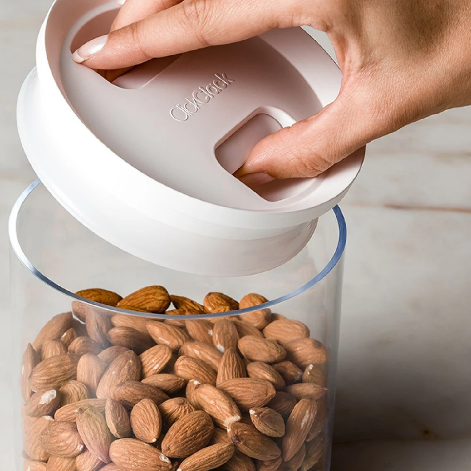 3pc ClickClack Round Pantry Set – Small Food/Storage Containers Clear/White